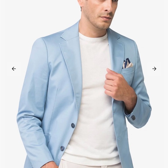 Dan John Men’s Light Blue Cotton Stretch Sateen Jacket Blazer- US 36 - Picture 2 of 12